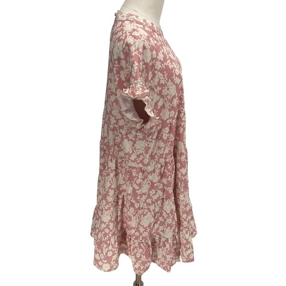 Foteisy Pink Cream Floral Baby Doll Dress Size Large Women's - Picture 5 of 6